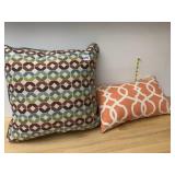DECORATIVE THROW PILLOWS (2), ONE LARGE SQUARE W/