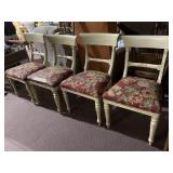 VTG DINING CHAIRS (4), CREAM PAINTED FINISH,