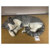 VTG CAT FIGURINE, PAINTED PLASTER, SLEEPING POSE.