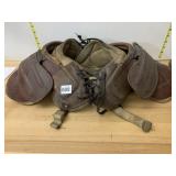 VTG LEATHER FOOTBALL SHOULDER PADS, LACED FRONT,