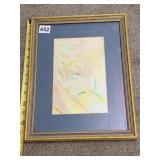 DAVID RONCE ABSTRACT PASTEL DRAWING, FRAMED, W/