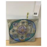 DECORATIVE GLASS PASSOVER SEDER PLATE,