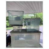 ASSORTED PLASTIC STORAGE BINS (4), VARIOUS SIZES,
