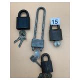 CORBIN PADLOCKS (3), US PADLOCK (1), ASSORTED