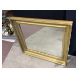 GILT WOOD WALL MIRROR, RECTANGULAR FRAME.
