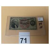 UNITED STATES 25 CENTS FRACTIONAL CURRENCY, THIRD