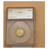 1909 INDIAN HEAD GOLD COIN, $2.50 DENOMINATION,