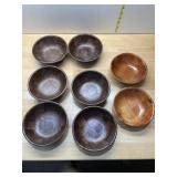 VTG WOVEN WOOD BOWLS, STACKABLE, DARK FINISH (6).