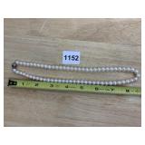 PEARL NECKLACE, STRAND OF WHITE PEARLS W/ METAL
