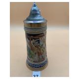 VTG GERMAN BEER STEIN, FIGURAL RELIEF DECORATION,