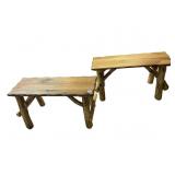 RUSTIC LOG BENCHES, NATURAL FINISH, LIVE EDGE