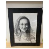 PORTRAIT DRAWING, CHARCOAL ON PAPER, SIGNED AND