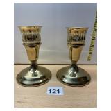 INTERNATIONAL SILVER CO. BRASS CANDLESTICKS (2),