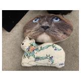 NOVELTY CAT-SHAPED THROW PILLOWS (4), VARIOUS