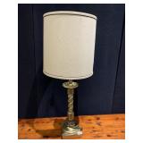BRASS TABLE LAMP, TWISTED COLUMN DESIGN, SQUARE