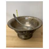 POOLE SILVER PUNCH BOWL W/ STIEFF PEWTER LADLE,