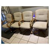 OAK OFFICE CHAIRS W/ SWIVEL BASES, CASTERS, AND