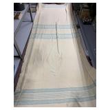 WOOL BLANKET, CREAM W/ LIGHT BLUE STRIPED
