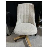 UPHOLSTERED OFFICE CHAIR, TEXTURED CREAM FABRIC,