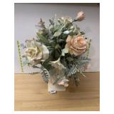 CERAMIC URN VASE W/ ARTIFICIAL FLORAL