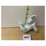 KPM PORCELAIN BEAR FIGURINE, WHITE GLAZE, BLUE