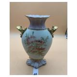 VTG FRENCH PORCELAIN VASE, HAND-PAINTED FLORAL