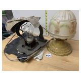 VTG TABLE LAMP W/ MILK GLASS SHADE, FLORAL