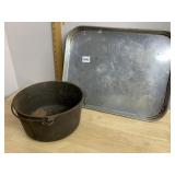 GRISWOLD MFG CAST IRON MASLIN KETTLE, NO. 4, W/
