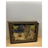 PABST BLUE RIBBON BEER MIRROR, WOOD FRAME, VTG