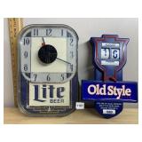 VTG LITE BEER QUARTZ WALL CLOCK AND OLD STYLE