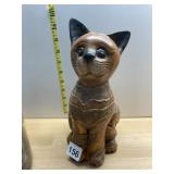 HAND-CARVED WOODEN CAT FIGURINE, STYLIZED DESIGN,