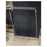 CHROME CLOTHING RACK, ADJUSTABLE HEIGHT, BOTTOM