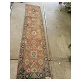 VTG WOOL RUNNER RUG, TRADITIONAL FLORAL PATTERN,