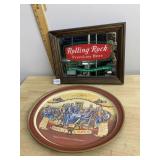 ROLLING ROCK MIRROR SIGN, MILLER HIGH LIFE BIRTH