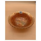 CARNIVAL GLASS BOWL, MARIGOLD IRIDESCENT FINISH,