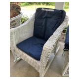 ALLEN + ROTH WHITE WICKER ROCKING CHAIR, BLUE