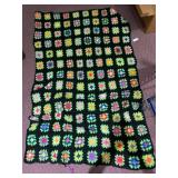 HAND-CROCHETED GRANNY SQUARE AFGHAN, MULTICOLORED