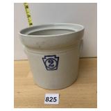 VTG STONEWARE CROCK, 2-GALLON CAPACITY, BLUE