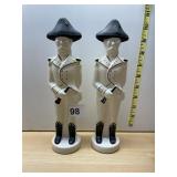 PAIR OF VTG CERAMIC SOLDIER DECANTERS, WHITE AND