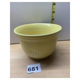 YELLOW GLAZED POTTERY BOWL, RIBBED EXTERIOR.
