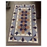 HAND-PIECED QUILT W/ FLORAL AND GEOMETRIC