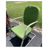 VTG METAL LAWN CHAIR, GREEN FINISH, TUBULAR