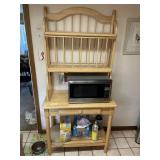 WOODEN KITCHEN CART, TWO-TIERED SHELVING, DRAWER,