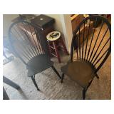 BLACK PAINTED WOOD SPINDLE BACK CHAIRS (2),