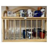 ASSORTED MUGS, TRAVEL TUMBLERS, DRINKING GLASSES,