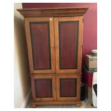 WOODEN ARMOIRE, TWO-TIERED, TWO DOORS PER TIER,