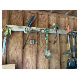 ASSORTED GARDEN TOOLS INCL SHOVEL, ELECTRIC HEDGE