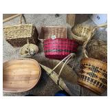 ASSORTED BASKETS (8), INCLUDES WOVEN RATTAN, WOOD