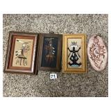 NAVAJO SANDPAINTINGS (3) IN WOOD FRAMES,