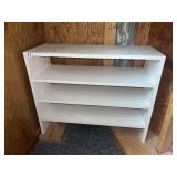 WHITE LAMINATE BOOKSHELF, THREE SHELVES.